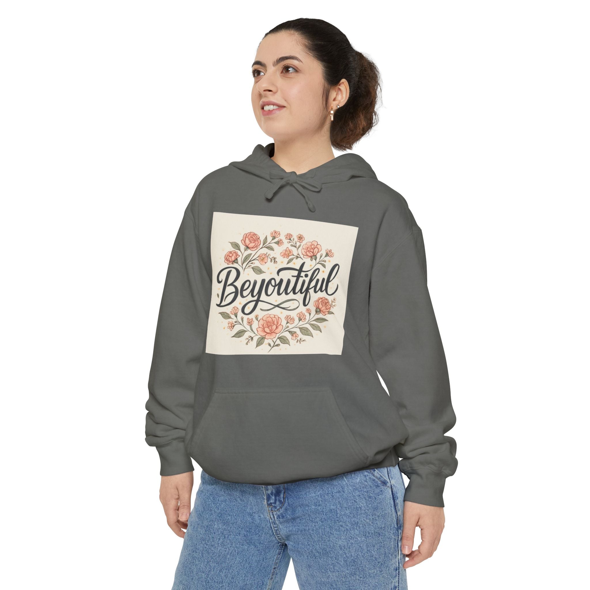 Beyoutiful Floral Hoodie, Comfortable Hoodie, Floral Design olive
