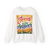 Jesus is the Answer Sunflower Crewneck Sweatshirt, Cozy Sweatshirt, Christian Apparel Printify