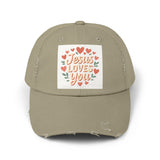 Jesus Loves You Distressed Cap, Vintage Cap, Jesus Apparel Printify
