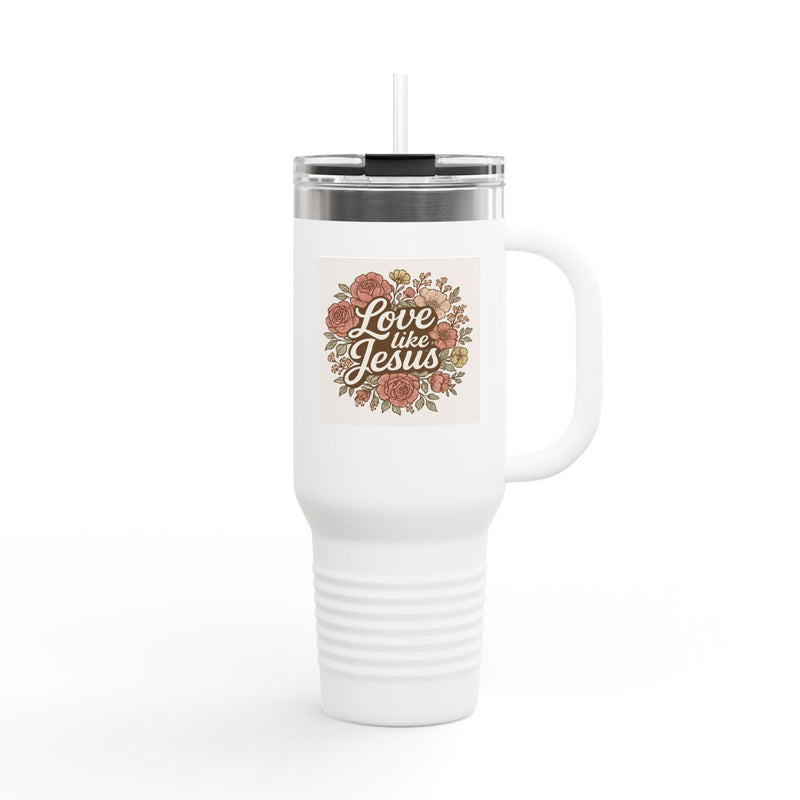 Floral Insulated Travel Mug, 40oz - Love like Jesus Tumbler, Blessed Drinkware