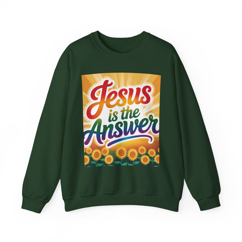 Jesus is the Answer Sunflower Crewneck Sweatshirt, Cozy Sweatshirt, Christian Apparel