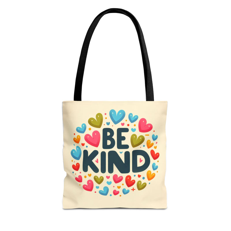"Be Kind" Tote Bag - Colorful Heart Design, Motivational Accessory