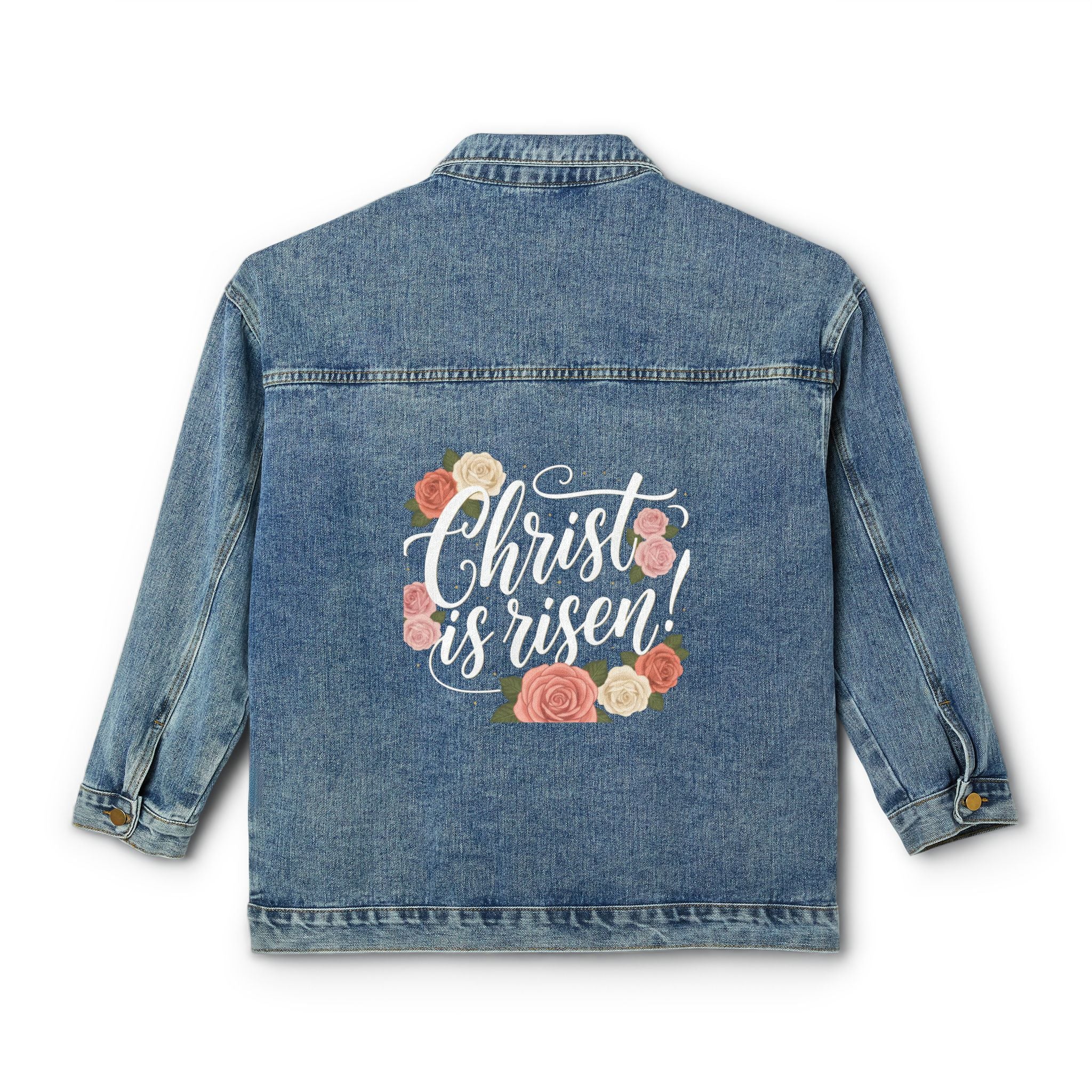 Christ Is Risen Easter Resurrection Women's Denim Jacket
