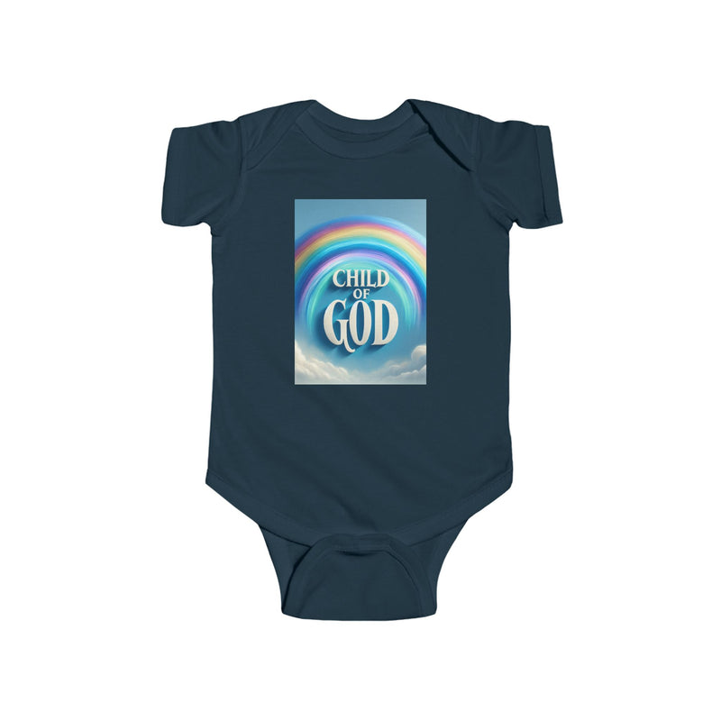Rainbow Child of God Infant Bodysuit, Cute Baby Outfit, Christian Baby Wear