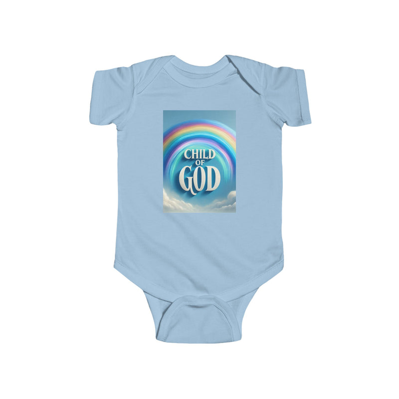 Rainbow Child of God Infant Bodysuit, Cute Baby Outfit, Christian Baby Wear