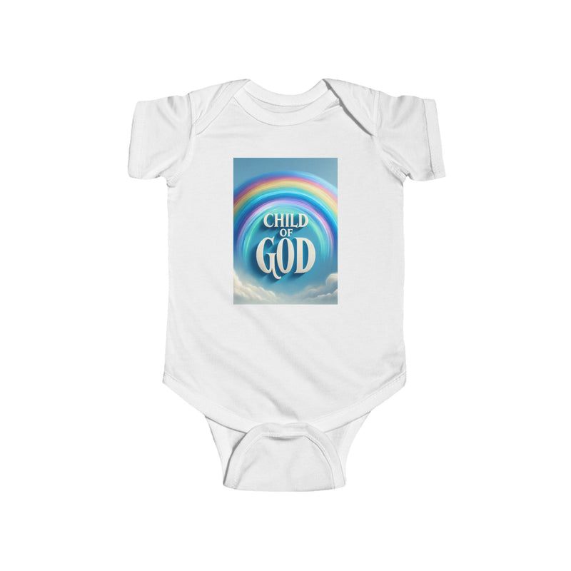 Rainbow Child of God Infant Bodysuit, Cute Baby Outfit, Christian Baby Wear