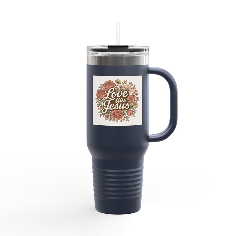 Floral Insulated Travel Mug, 40oz - Love like Jesus Tumbler, Blessed Drinkware