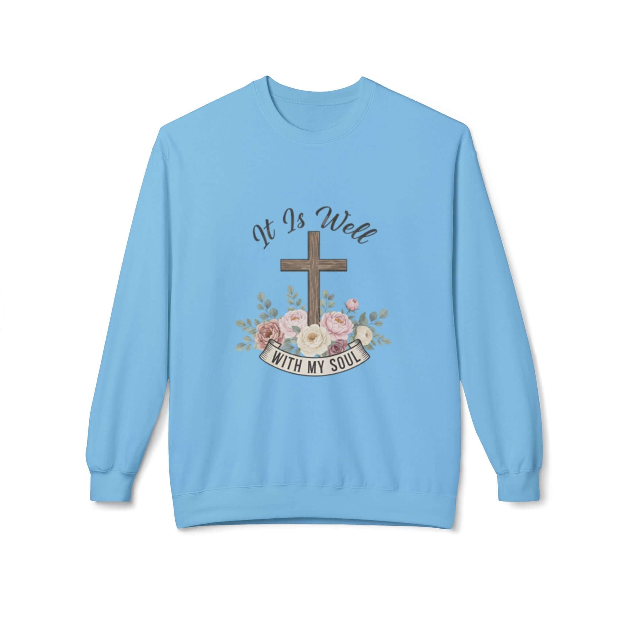 christian sweatshirt blue  Easter Christian Crewneck