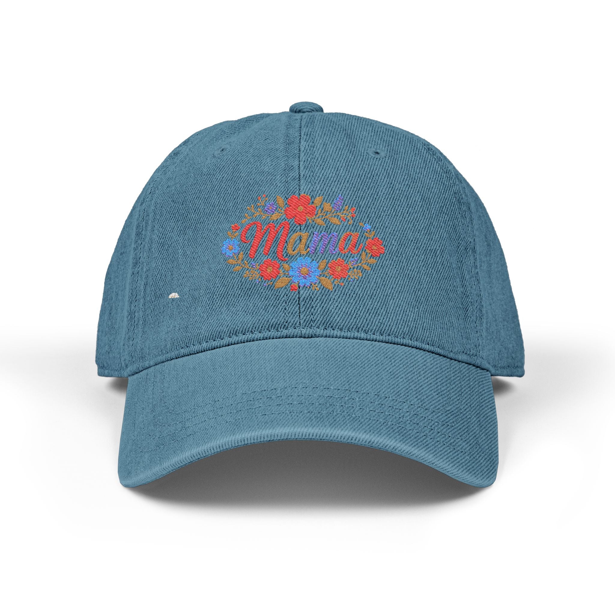 Mama Floral Embroidered Denim Hat — Cute Mom Baseball Cap, Mother’s Day Gift