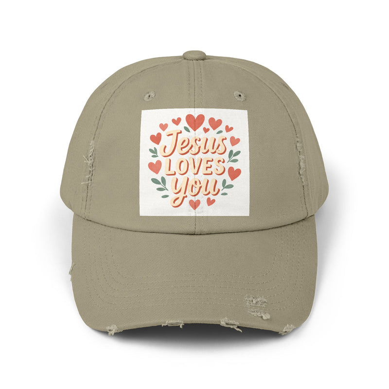 Jesus Loves You Distressed Cap, Vintage Cap, Jesus Apparel