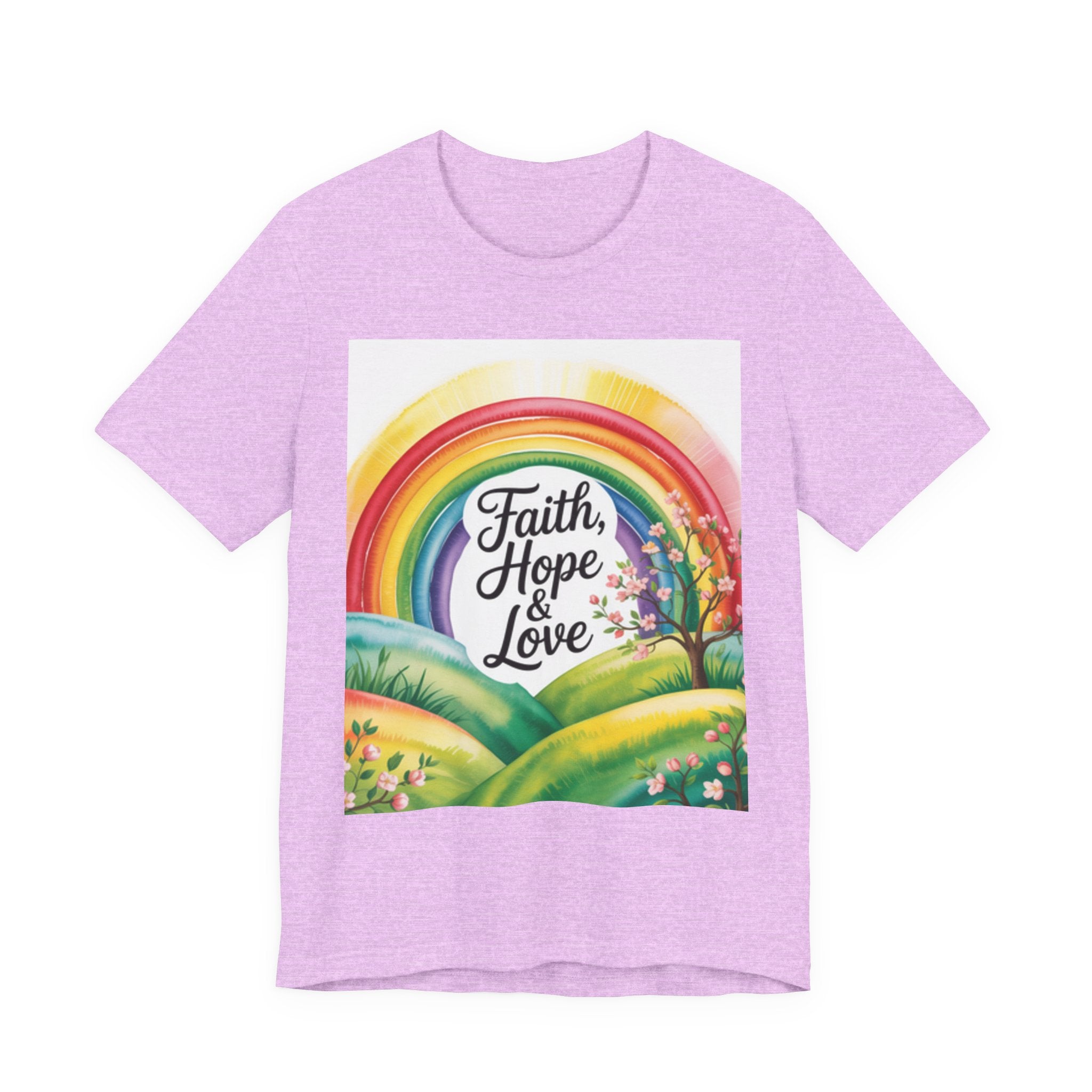 Faith, Hope & Love, Rainbow Graphic Tee, Faith Shirt Printify